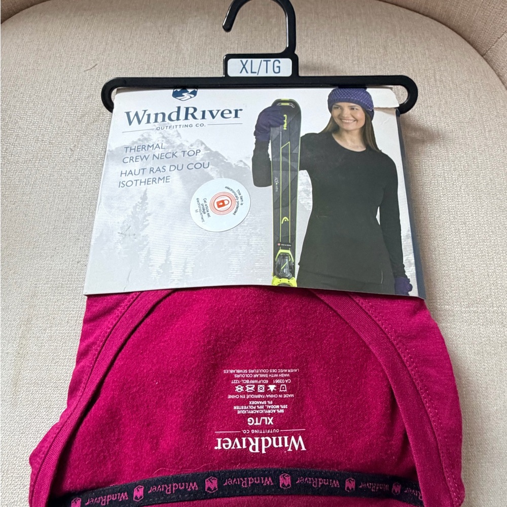 WindRiver Thermal Crew Neck Top in Raspberry